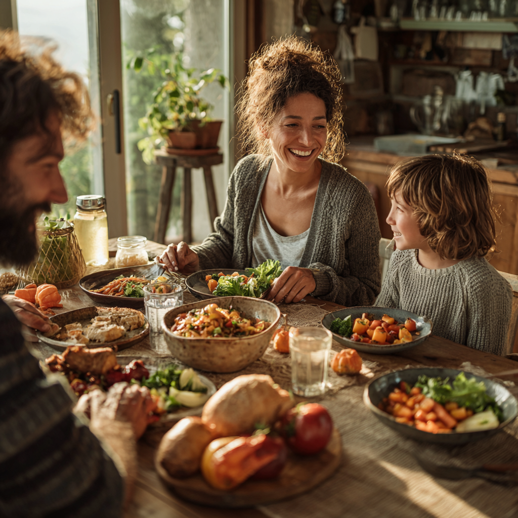 Щаслива родина за обіднім столом